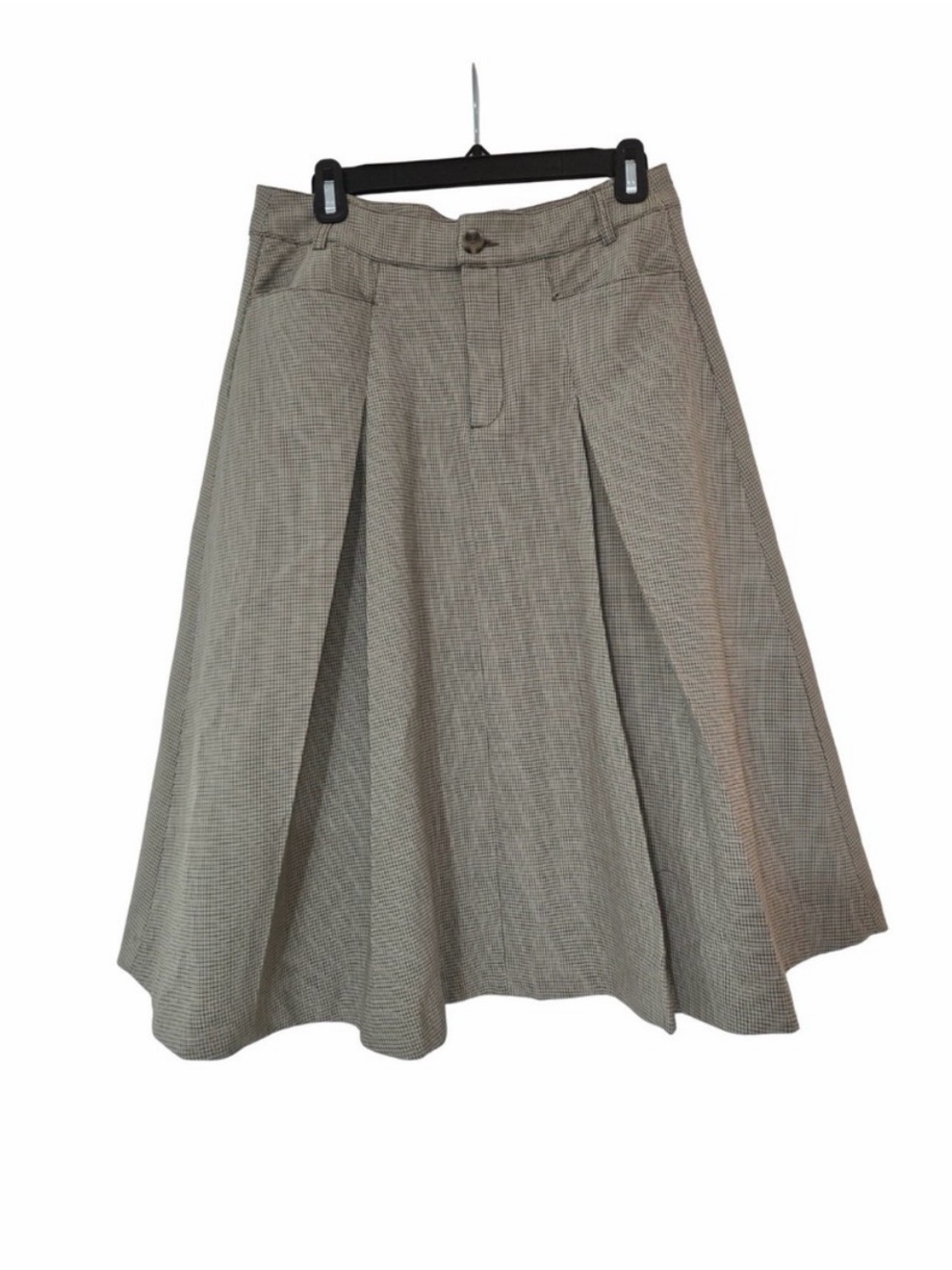 Zara Black and White Checked Midi Skirt